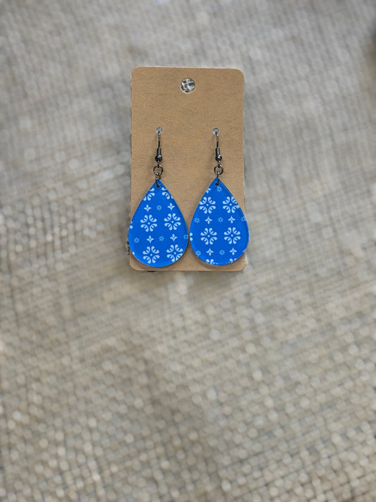 Blue wood Earrings