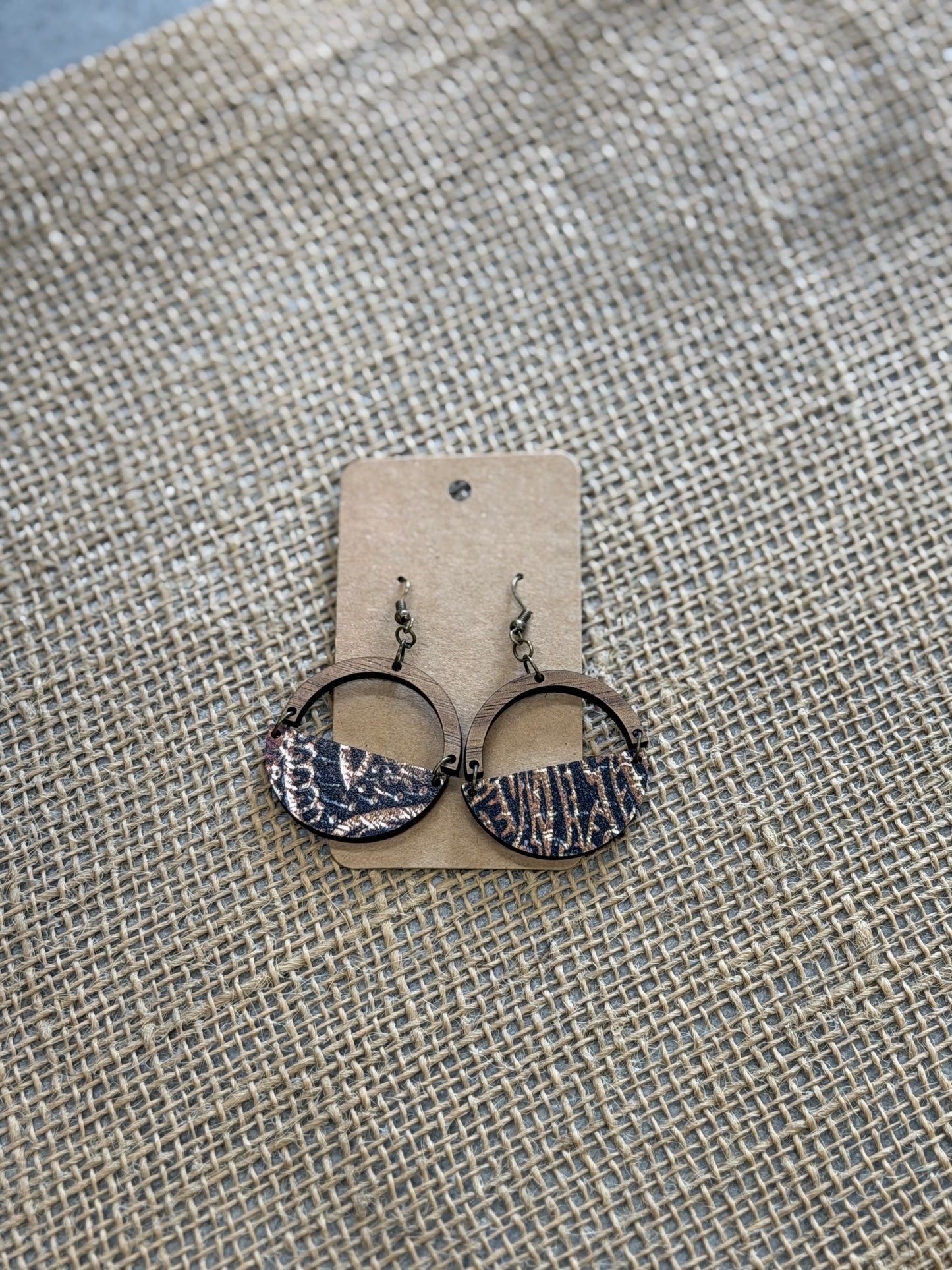 Wood Leopard print earrings