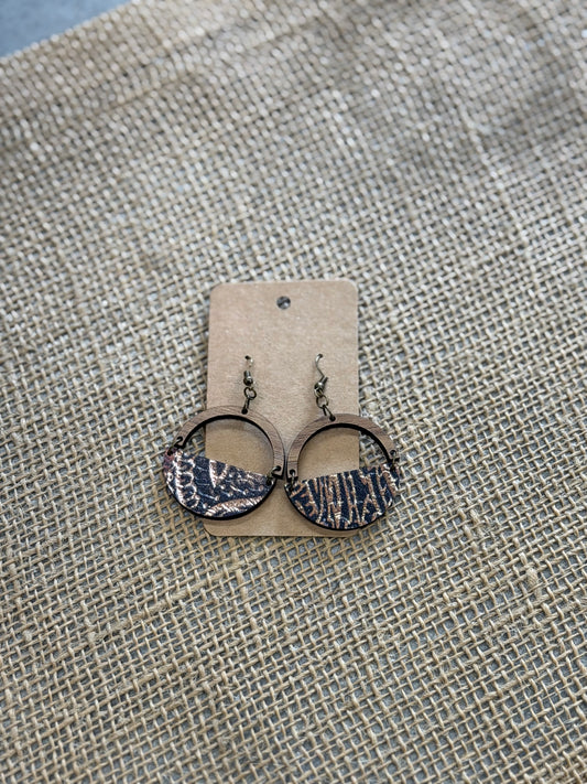Wood Leopard print earrings