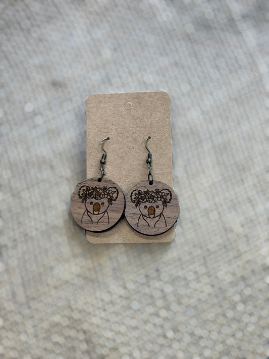 Wood Koala Bear earrings