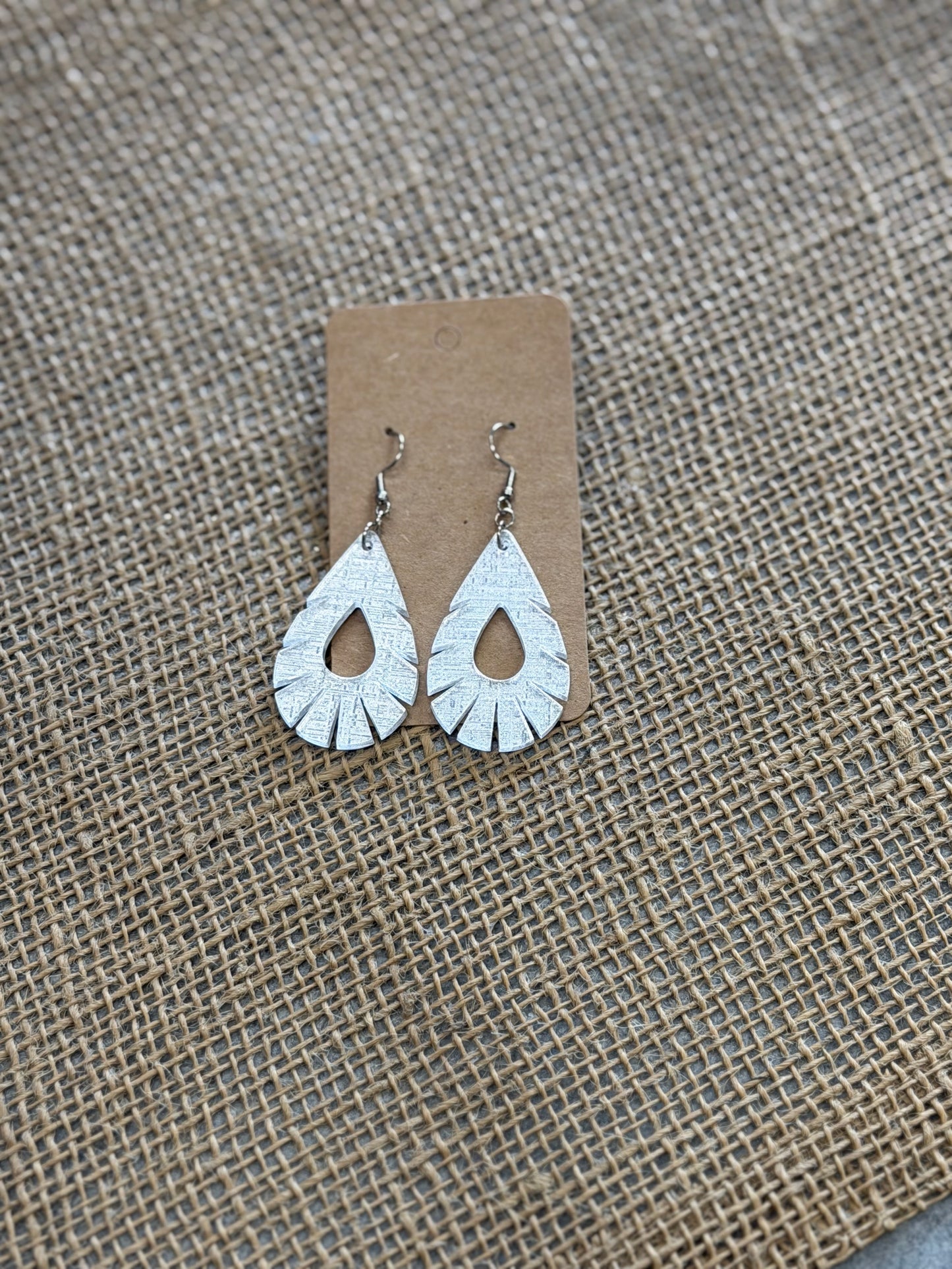 Wood Silver Earrings