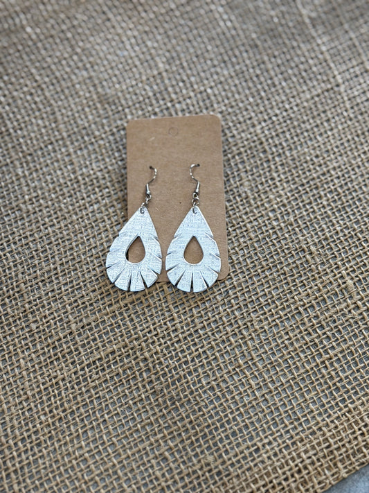 Wood Silver Earrings