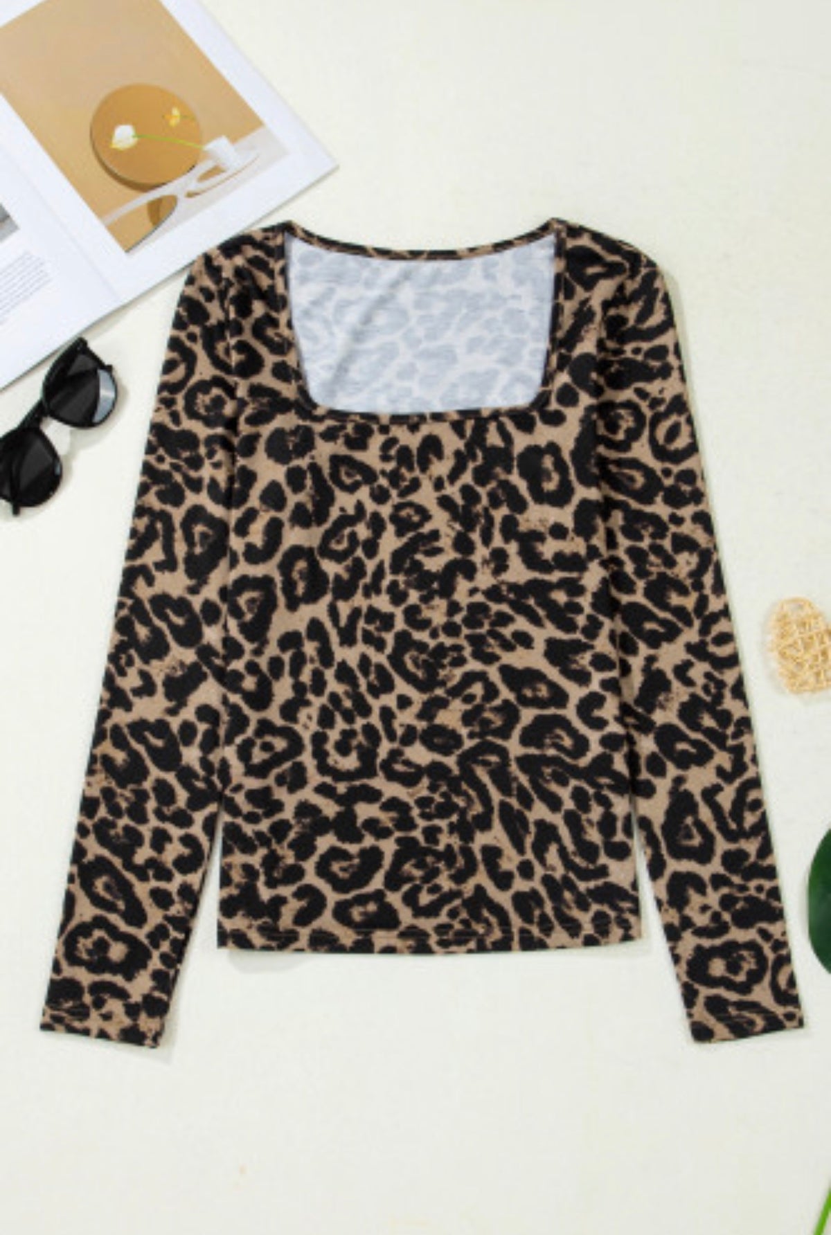 Leopard Print Long Sleeve Top