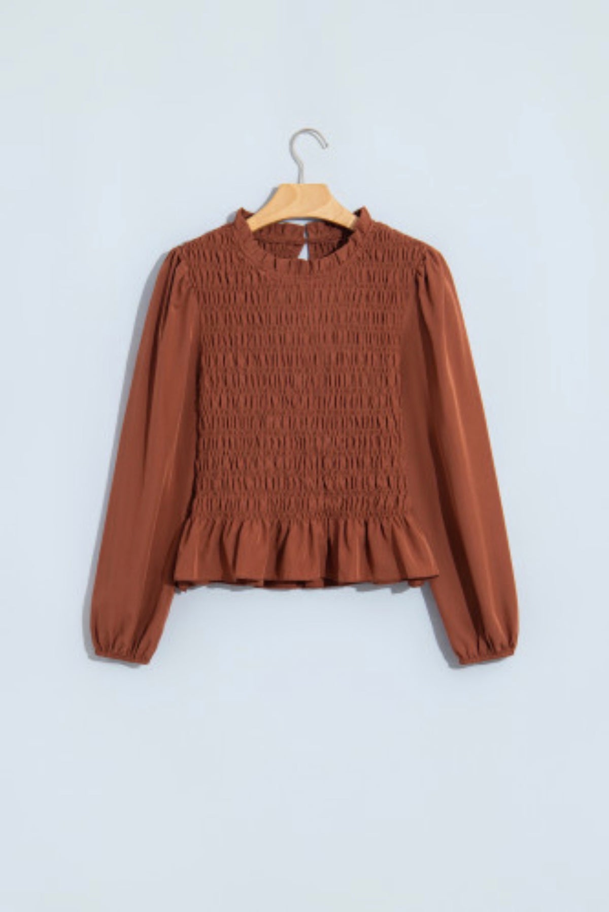 Rust Smocked Peplum Blouse