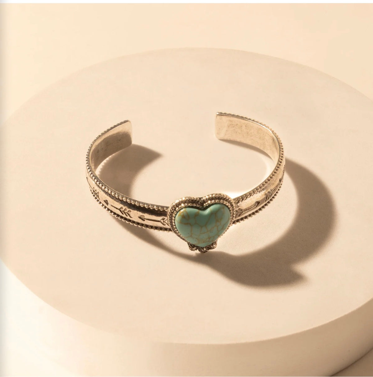 Turquoise Heart Western Cuff Bracelet